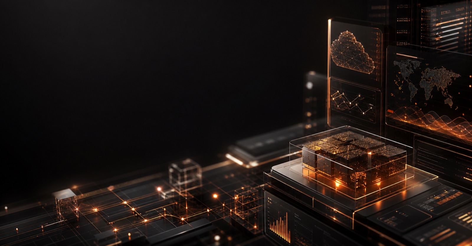 AI-generated executive technology infrastructure visualization for Technology That Powers Performance